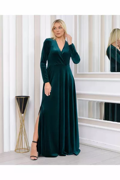 مساء اللباس المخملية اللباس مع شق