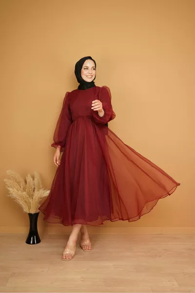 Belted Organza Evening Dresses