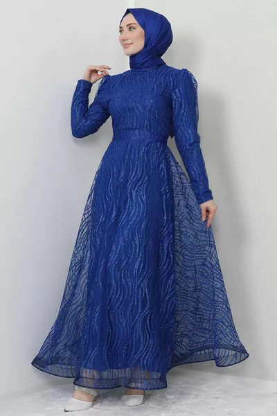 Star Hijab Evening Dress Night Blue