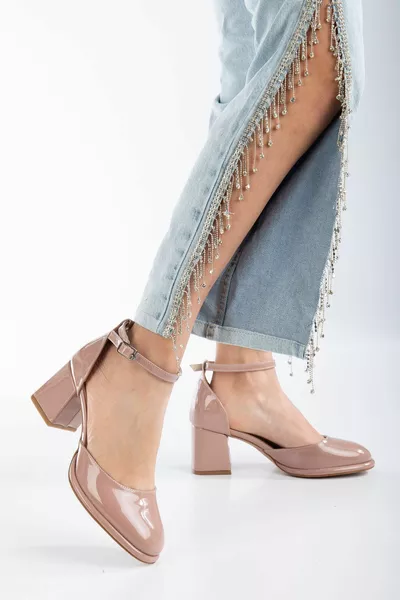 Helen Platform Heel Patent Leather Shoes Powder