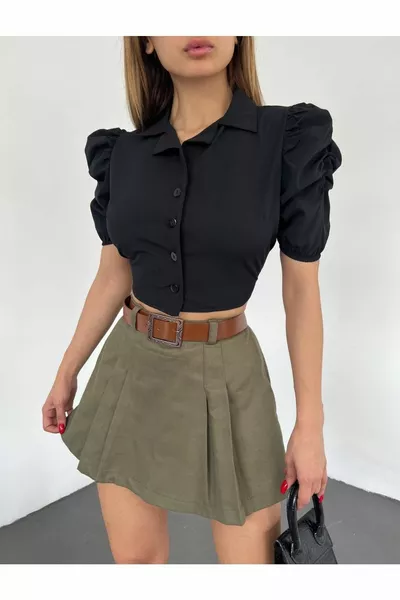 تنورة شورت مطوي ذاتي