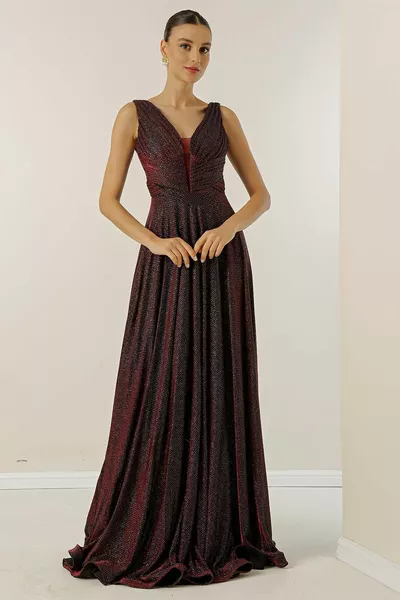 اصطف مصغرة متقلب واسعة الحجم مجموعة فستان طويل بريق مع الأشرطة سميكة