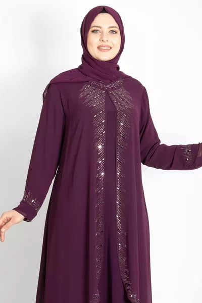 حجر محفور مفصلة مساء اللباس البرقوق 