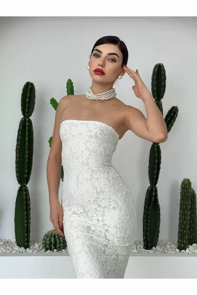 Spitzendesign Fisch trägerloses Kleid