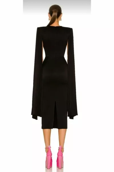 فستان ميدي مبطن بأكمام