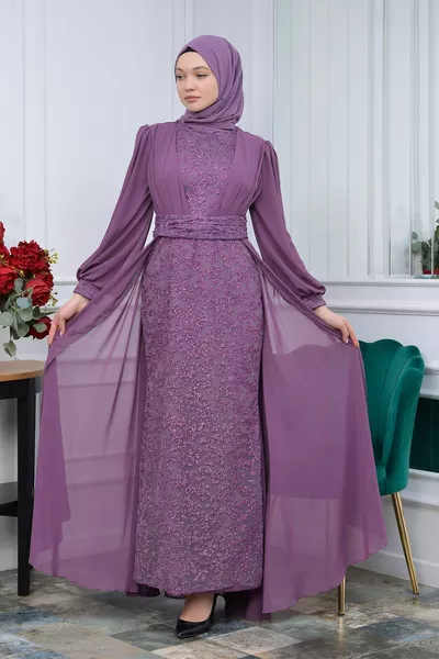 Robe de soirée en mousseline de soie Tailed Griter -diana