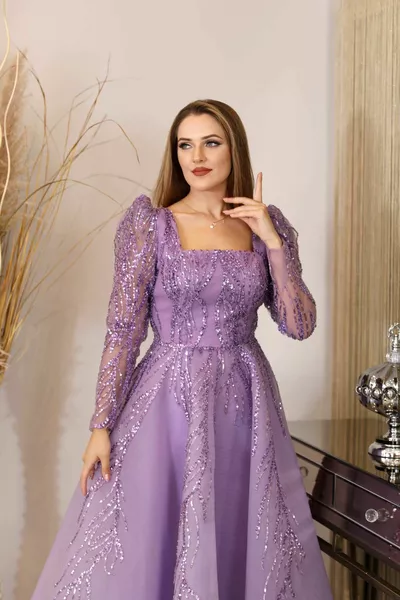 Органза камък бродирани вечерна рокля Кармен