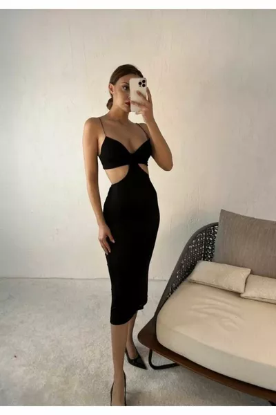 المرأة العلوي الانقسام مفصلة فستان طويل أسود ضيق تناسب Lgrali اللباس