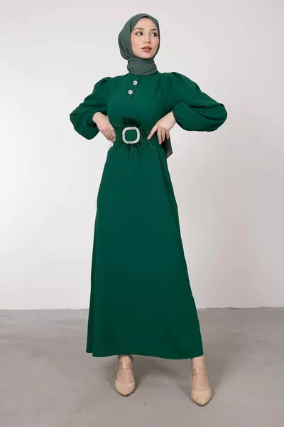 الزمرد ريشة الحجر حزام طوق مفصلة الحجاب مساء اللباس