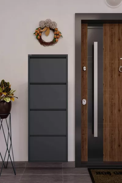 4-Tier Metal Shoe Rack - Anthracite