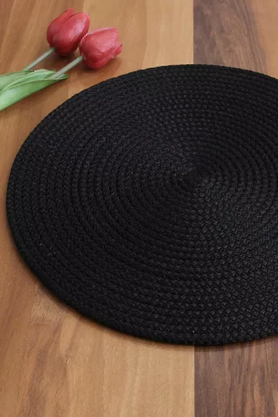 6 Adet Siyah Supla / Amerikan Servis Lüx Sunum Tabak Altlığı