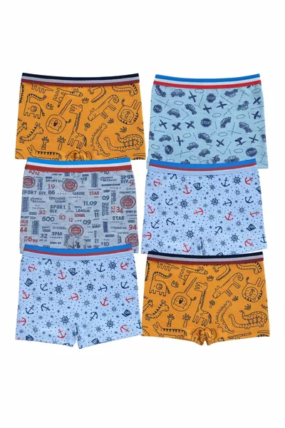 Boys' 6-Pack Printed Boxer Shorts, % Cotton