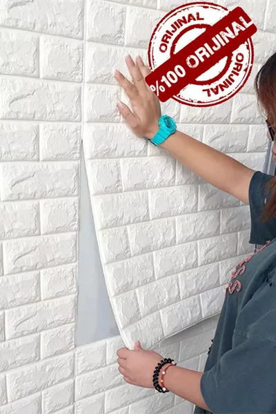 لوحة حائط بيضاء ثلاثية الأبعاد ديكورية ذاتية اللصق من رغوة تغطية الحائط المرنة