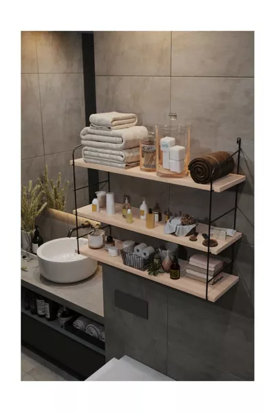 Масивна естествена дървена голяма 3-етажна стена рафт, библиотека, шкаф