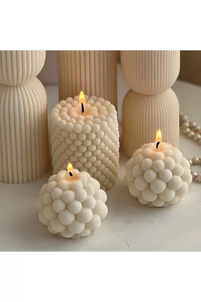 2 Bougies Bulle Décoratives Parfum Vanille (Dimensions de la bougie ; cm)