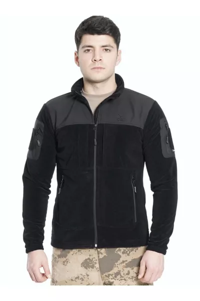 Tactical Black-on-Black Trim Fleece Jacket