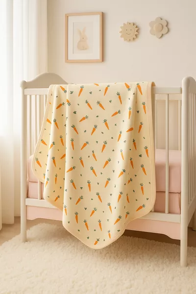 Бебешко одеяло с моркови, натурална памучна,  см, еднослойно