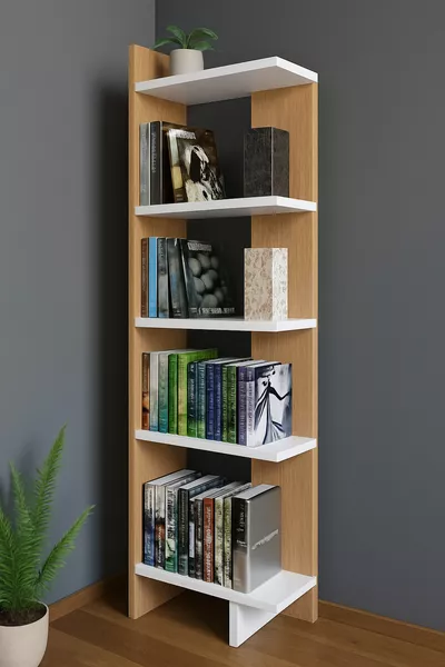 Bibliothèque d'angle bicolore