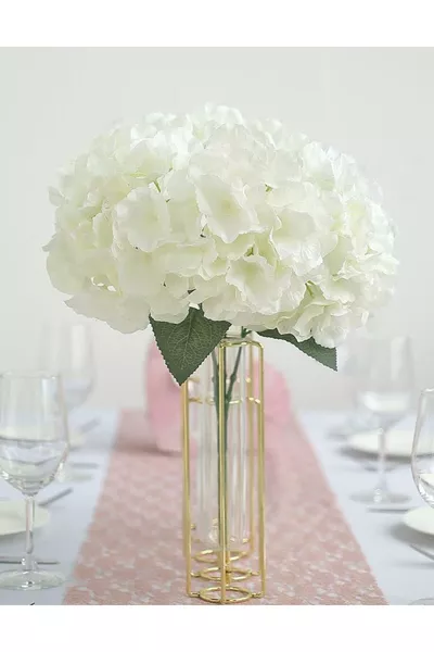 Изкуствен букет от хортензии бял, с 5 глави, голям размер