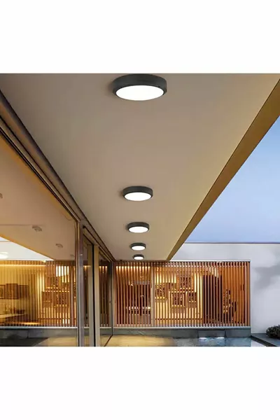 ثريا LED حديثة بسقف مسطح ضوء أبيض ثلجي لغرفة المعيشة والمطبخ وغرفة الجلوس بإطار معدني أسود