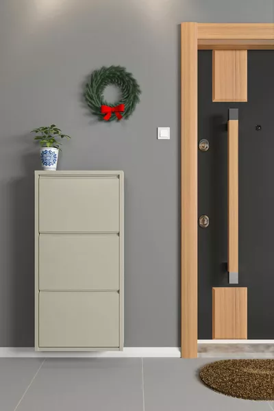 Triple Metal Shoe Rack Beige - RAL