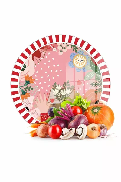 Cam Kesme Tahtası Yuvarlak Karışık Renkli Love Desenli  cm