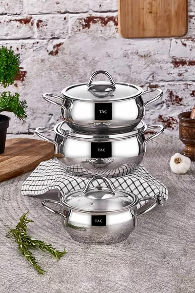 Vitali 6-Piece Steel Cookware Set with Induction Base, Silver Color