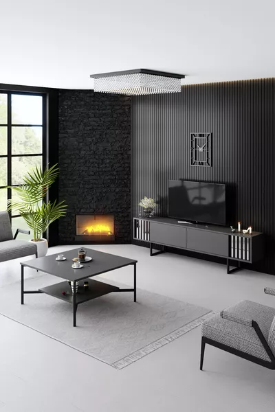 Chrome Leg Anthracite TV Stand