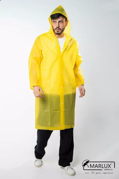 Women's Men's Raincoat Hooded Snap Button EVA Yellow Raincoat 