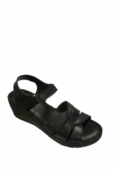 Sandali da donna con tacco imbottito in vera pelle