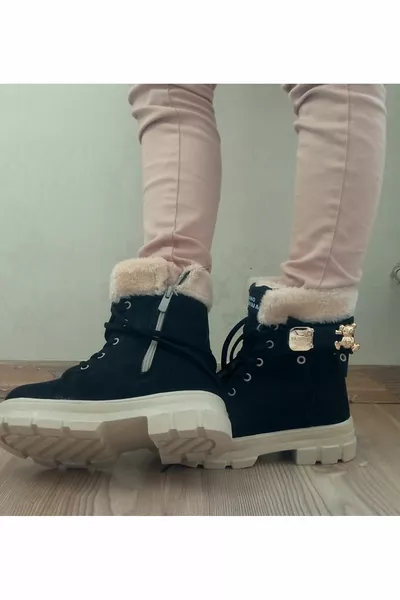 Девушки Skin Non-Slip Sole Легкие легкие сапоги со шнурками и молнией, холодостойкие, меховые сапоги внутри.