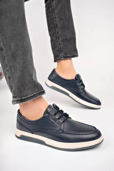 Echt leer marineblauwe heren lederen casual schoenen 