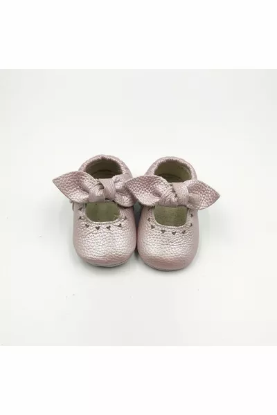 Baby ster echt leer roze -  lint Laser hart gesneden baby loafers