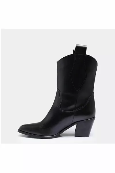 نسائي أحذية كاوبوي الغربية بكعب أسود