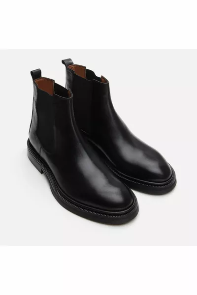 جلد طبيعي أسود أحذية كلاسيكية للرجال