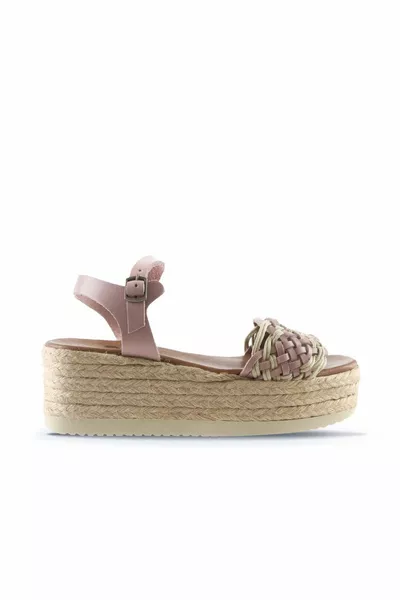 بودرة جلد نسائي بكعب مبطن Espadrille صنادل 