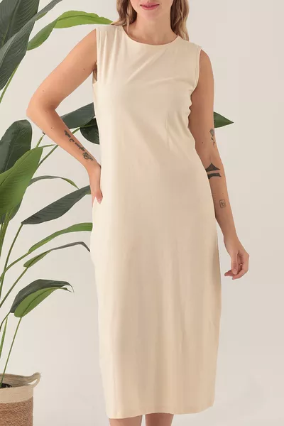 Sleeveless Long Dress Lining Petticoat Slip Jumpsuit % Cotton