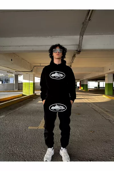 طقم سويتشيرت هودي بلكنة Corteiz للجنسين بأسلوب الملابس الشارعية