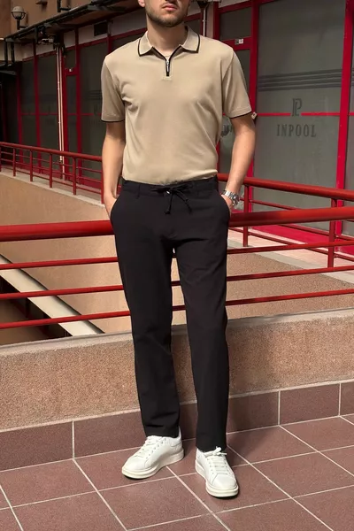 Uomo, Vita regolabile, Regular-Fit, Cultura Old Money, Pantaloni in cotone dall'aspetto lino -1