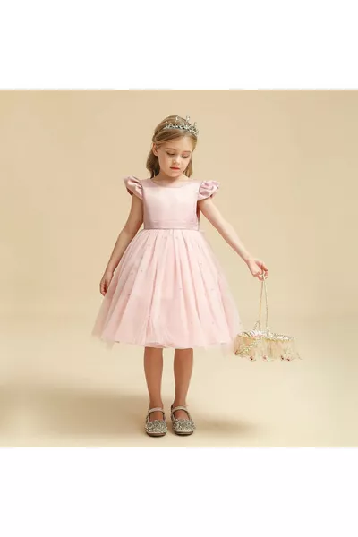 Helsinki Inci Detaylı Amerikan Satenli Kız Çocuk Abiye - Kız Çocuk Elbisesi