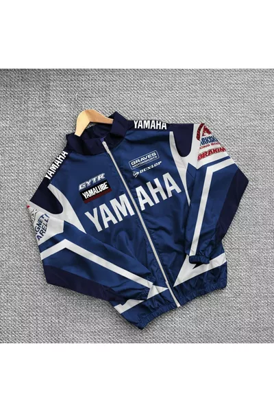 Imperméable coupe-vent oversize unisexe bleu en tissu parachute imprimé