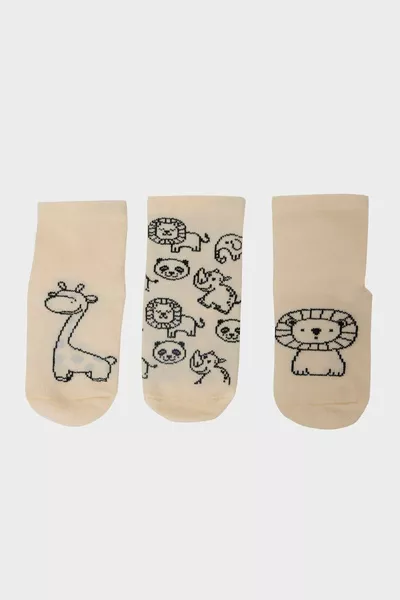 جوارب طويلة قطنية مكونة من 3 قطع للرضع الذكور مع قاعدة غير قابلة للانزلاق NS