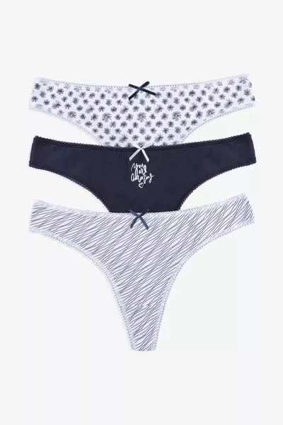 Женские хлопковые стринги с рисунком, комплект из 3 штук