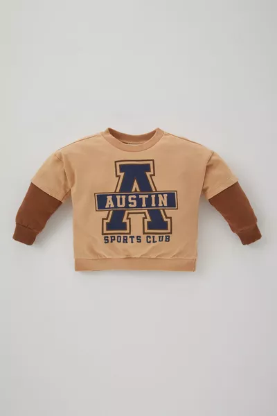 سويت شيرت بقبعة دائرية مطبوعة للرضع الذكور wn