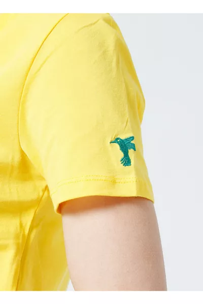 Жълта дамска тениска с V-образно деколте TEYO