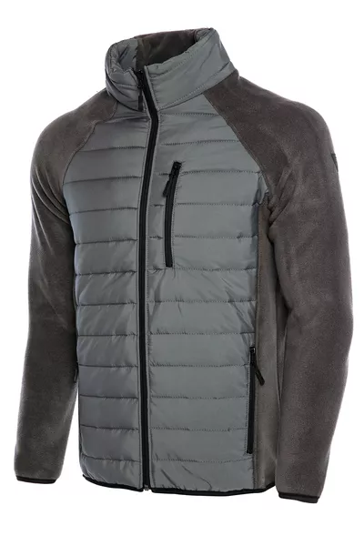 جاكيت قطبي رجالي خفيف مملوء بعازل هجين للمشي، بسحاب كامل