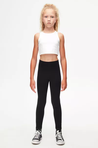 Schwarze Basic Mädchen Winterleggings