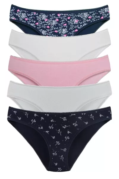 Women's Daily Cotton Panties Mixed Colors Slip 5-Pack Set 