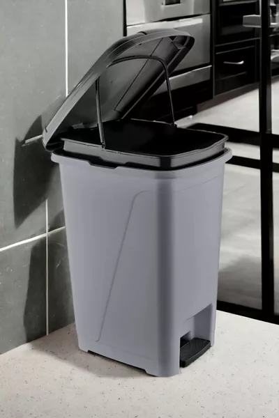 Cestino della spazzatura sottile con pedale da  litri, con secchio interno, grigio