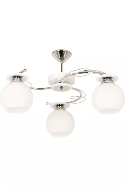 Осветление Хол Всекидневна Кухня Модерна Декоративна Бяла Сена 3-ка Полилей с Стъкло